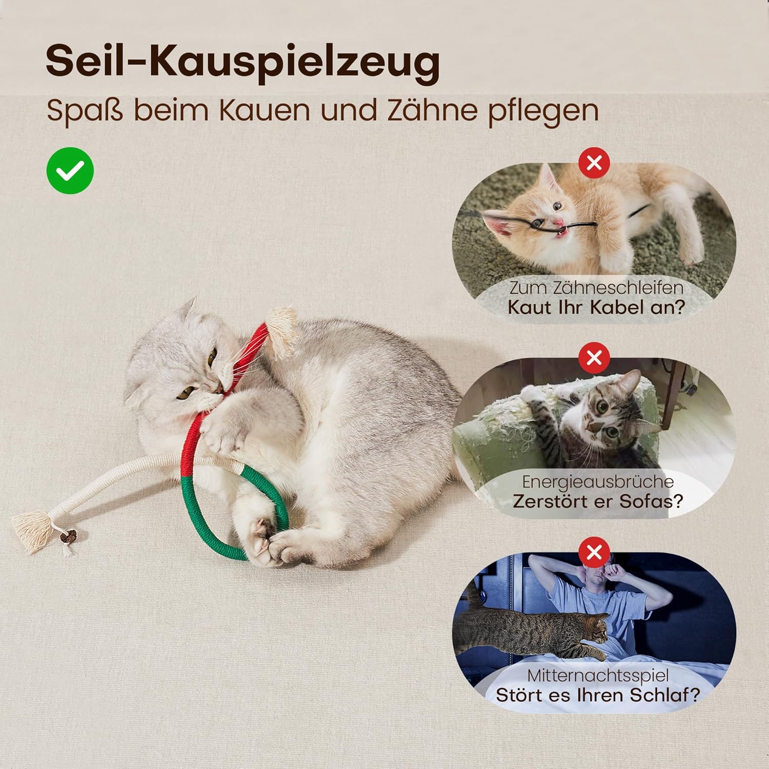 Detalle 2 de Potaroma Kauspielzeug 3er Set 🐱