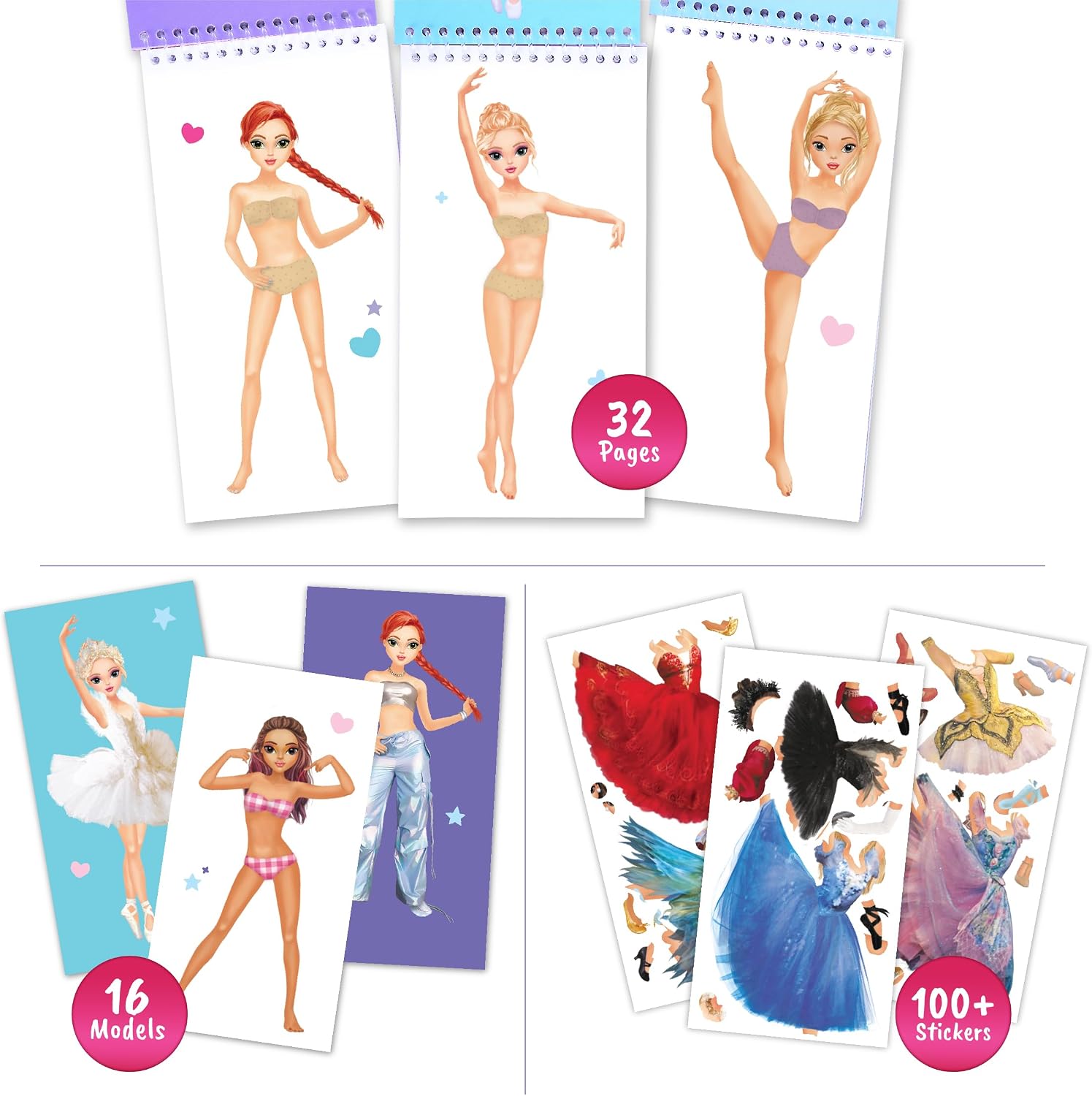 Detalle de BSCOOL Dancers Dress-Up Sticker Activity Book, 100+ Stickers for Ages 5+