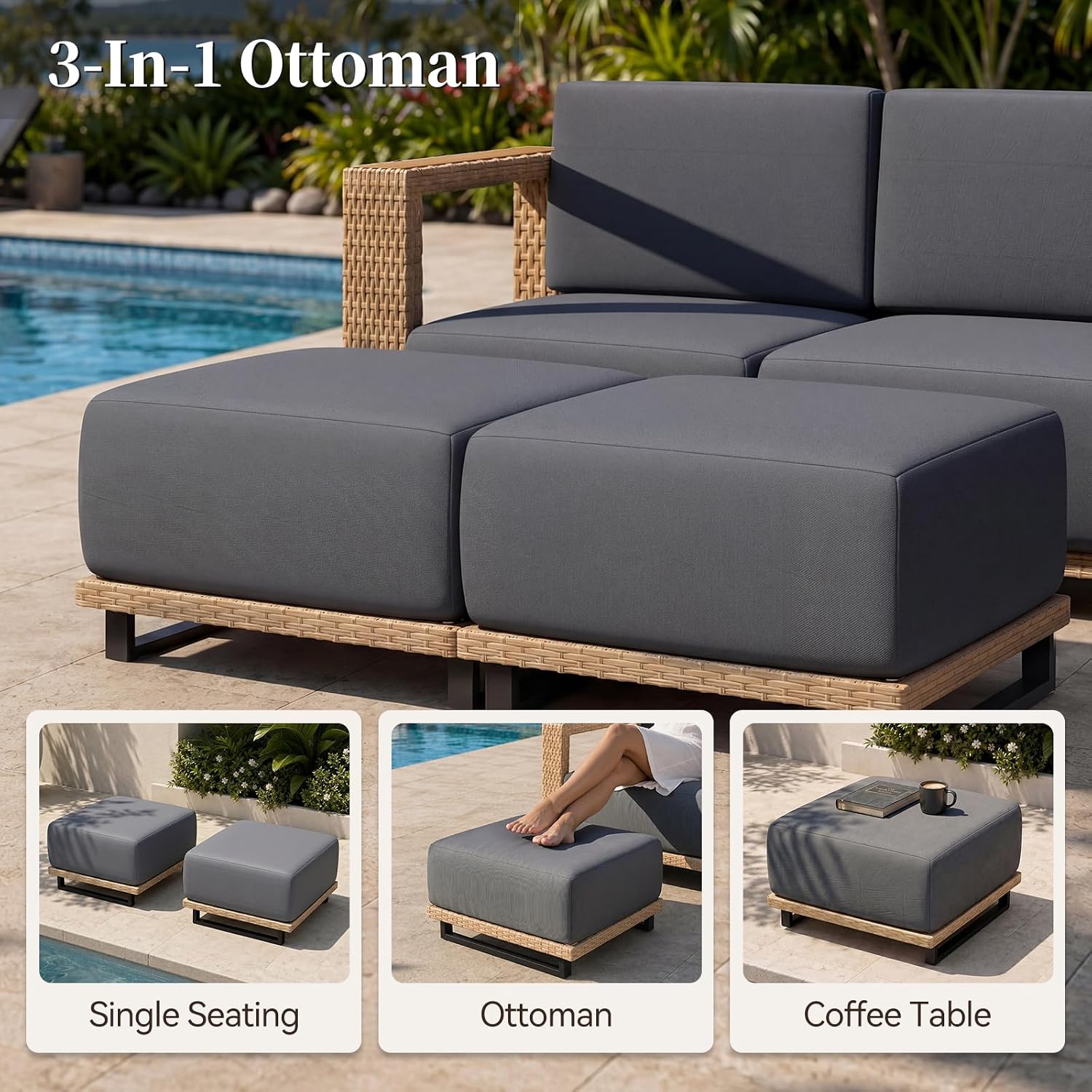Detalle de LazySunsets Patio Furniture Set with 10-Inch Cushions