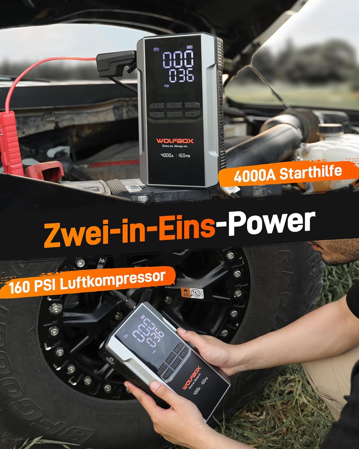 Thumbnail 1 de WOLFBOX 4000A Starthilfe 88,8Wh mit Kompressor