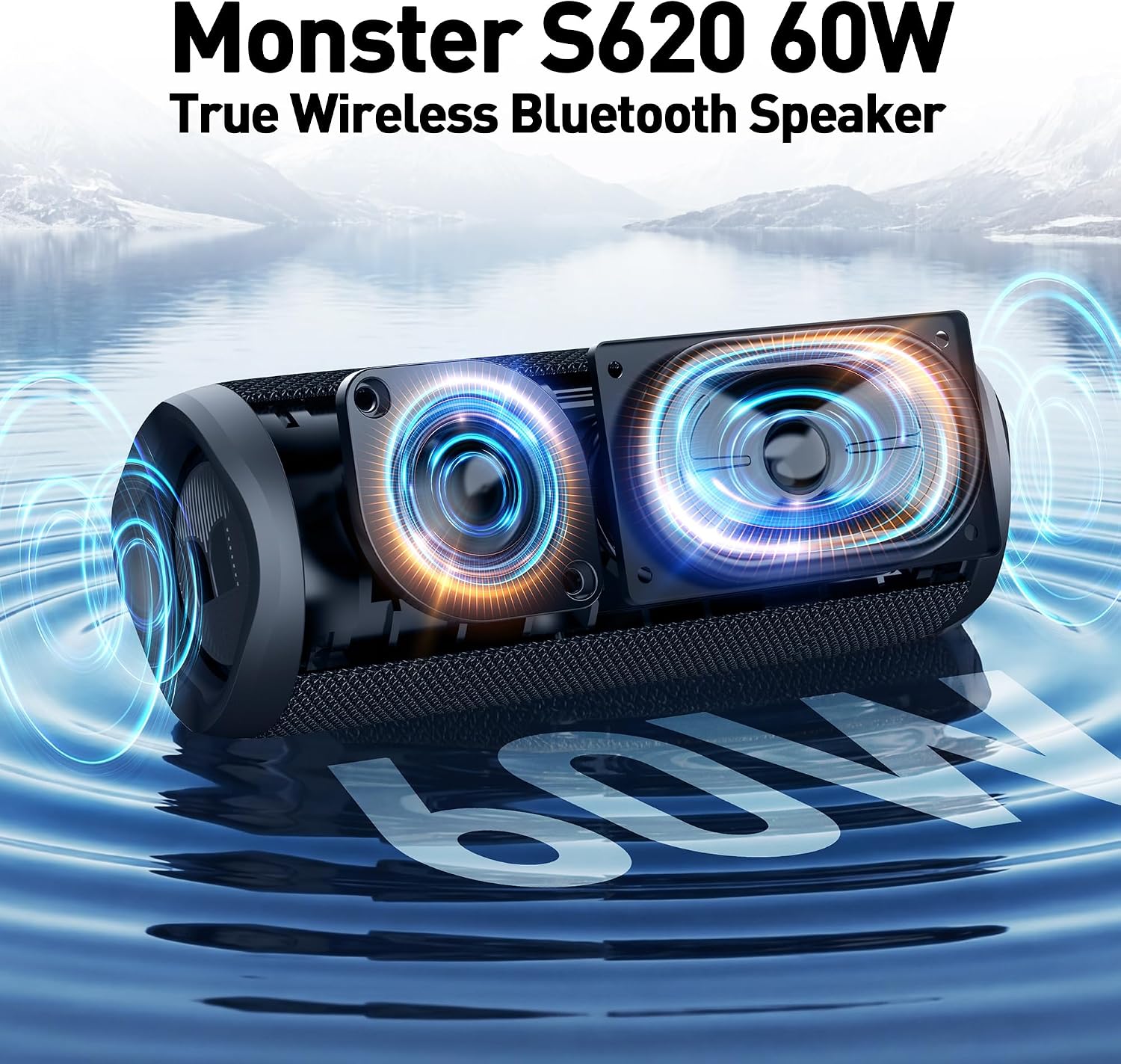Detalle de Monster S620 Bluetooth Speaker: 60W True Wireless Stereo, Dual Pairing, IPX8 Waterproof