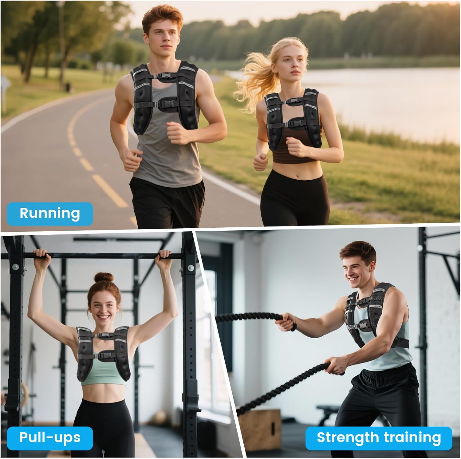 Thumbnail 1 de Ragebby Weighted Vest (6lb/8lb/12lb/16lb/20lb/30lb) with Reflective Stripe — Adjustable for Training