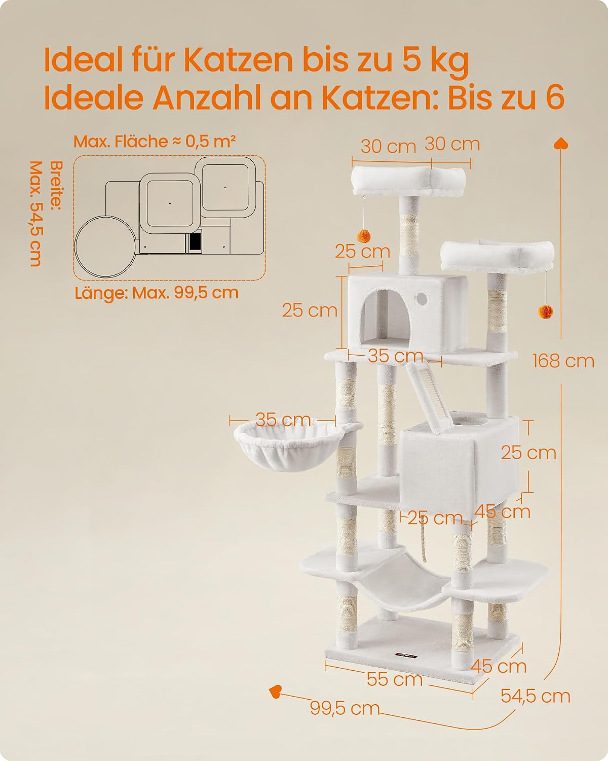 Thumbnail 5 de Feandrea Kratzbaum groß 168 cm L Katzenbaum mit 13 Kratzsäulen