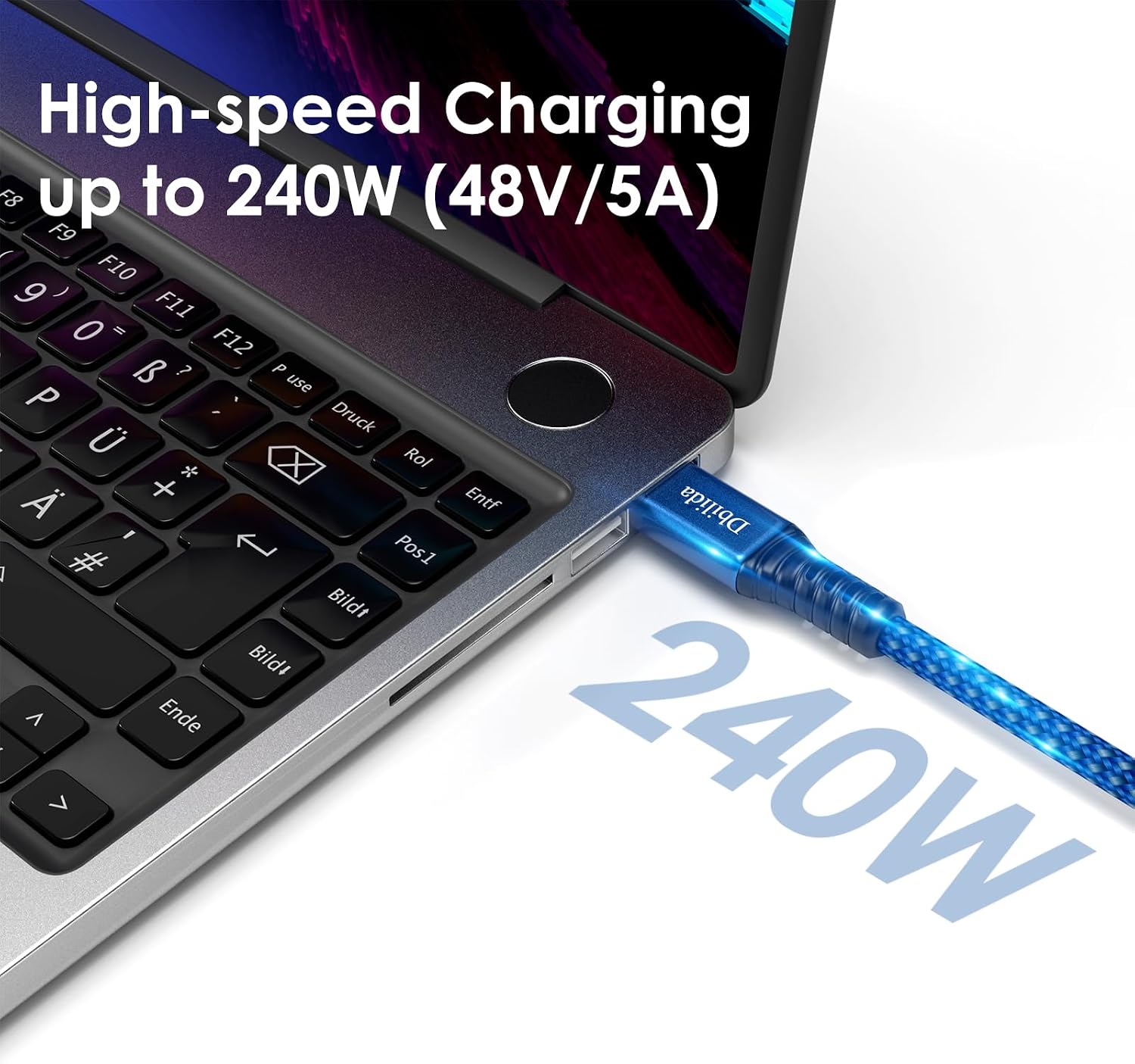 Detalle de Dbilida Thunderbolt 4対応ケーブル 0.5m、40Gbps・240W給電・8K出力対応