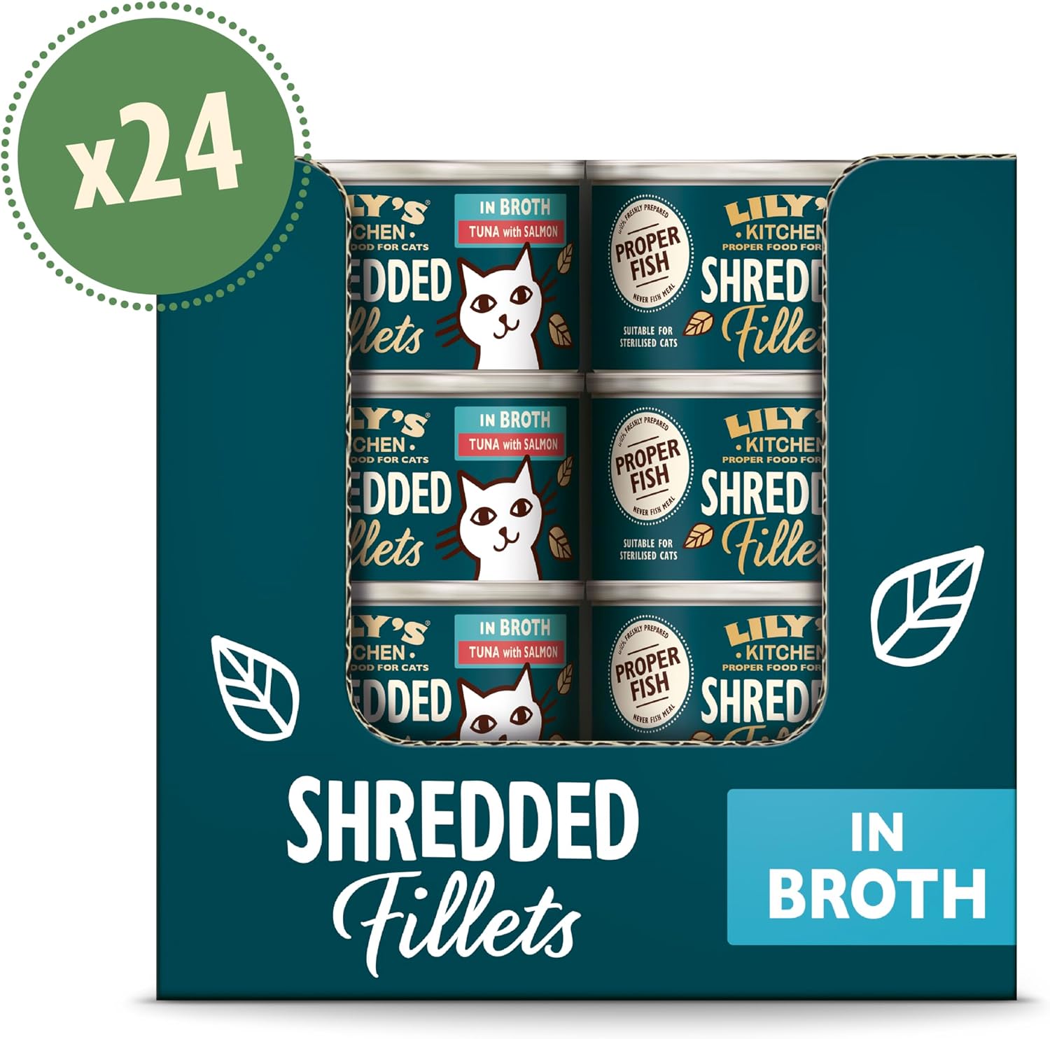 Detalle de Lily’s Kitchen Nassfutter für Katzen – Aus natürlichen Zutaten, zerkleinerte Filets in Brühe mit Thunfisch und Lachs, 70 g Dose