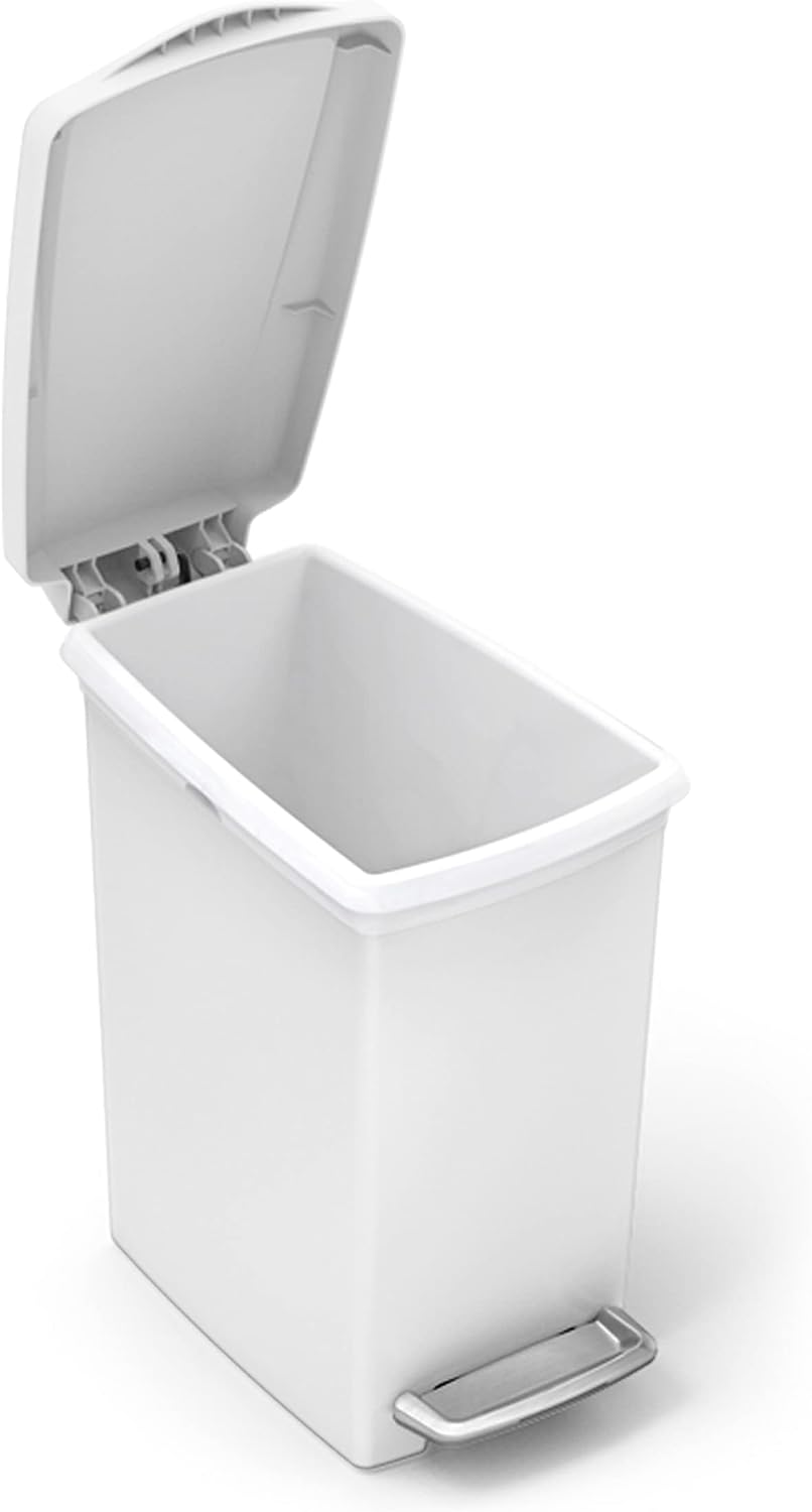 Detalle de simplehuman CW1332 – wąski kosz na śmieci 10 l z pedałem, biały plastik