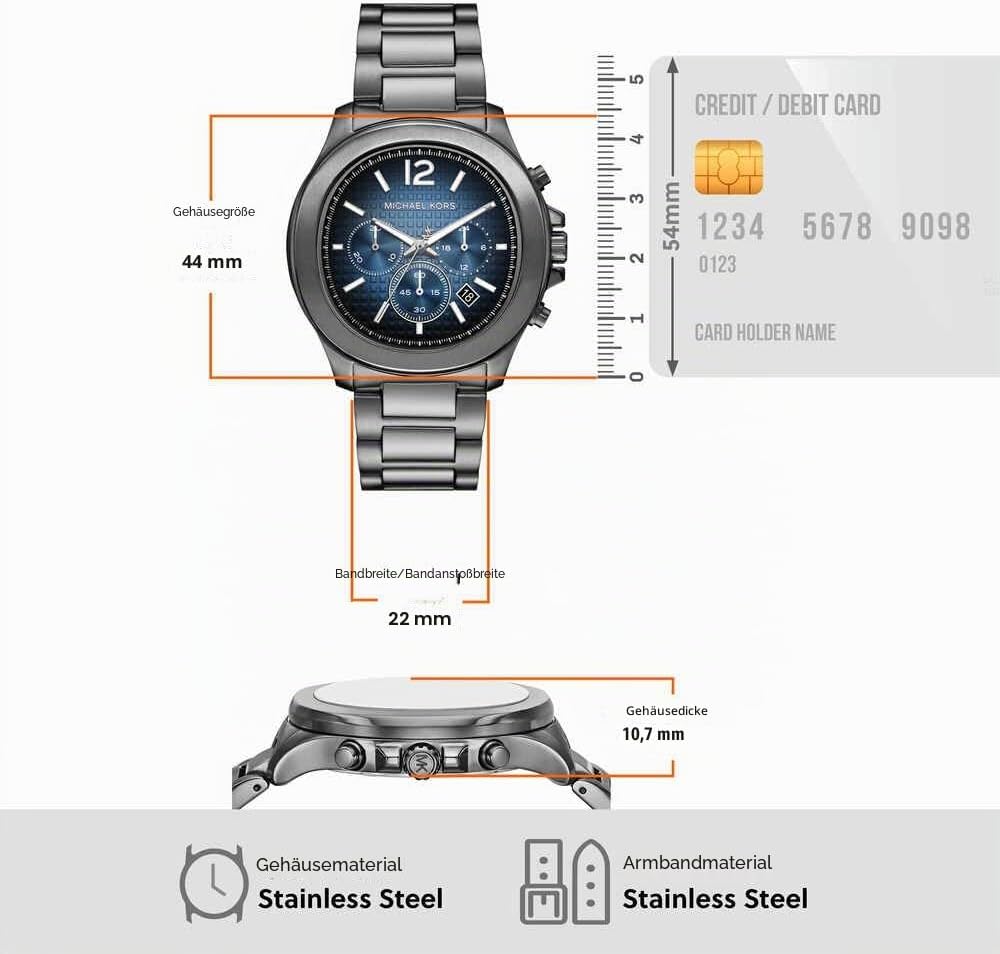 Thumbnail 6 de Michael Kors Herren-Uhren Analog Quarz 32029427 – Edelstahlgehäuse, Chronograph, 44 mm