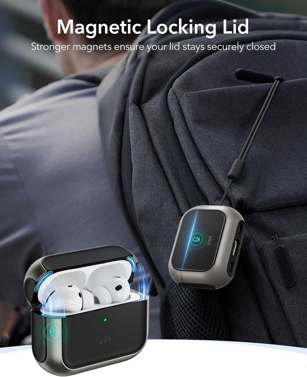 Detalle 2 de ESR AirPods Pro 3 case, Titanium MagSafe