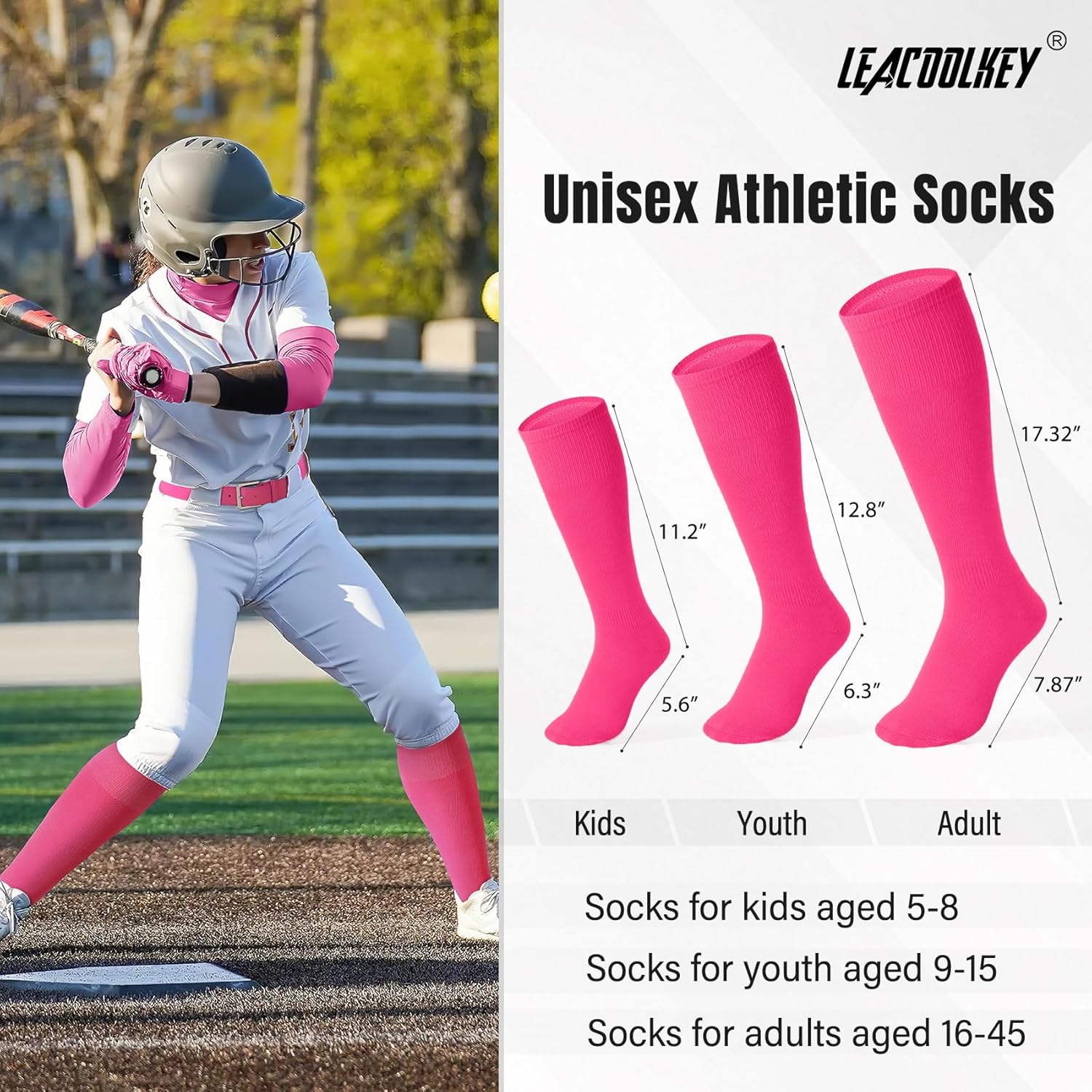 Thumbnail 2 de LEACOOLKEY Baseball Belt and Socks Combo Set (Adjustable Softball Socks + Elastic Belt)
