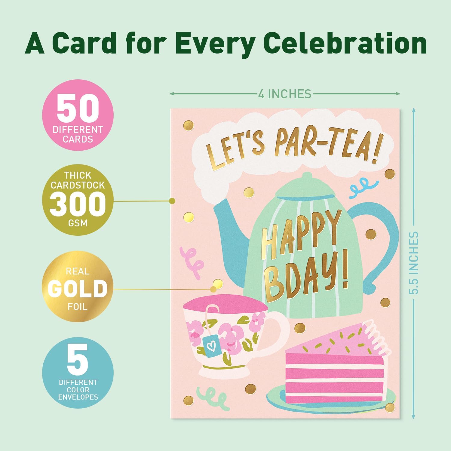 Detalle 2 de S&O Happy Birthday Card Set 50‑pack 4x5.5
