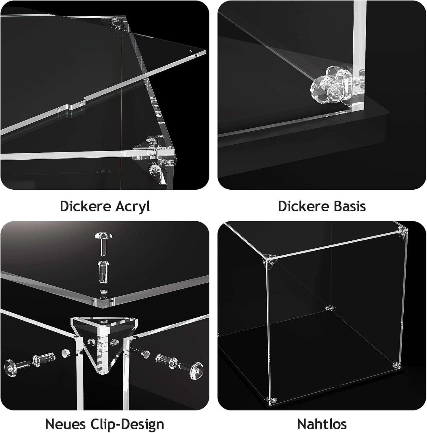 Thumbnail 4 de DOFOPO Klar Acryl Vitrine (25 × 15 × 15 cm) – selbstmontierbare, staubdichte Acryl-Box mit schwarzer Basis