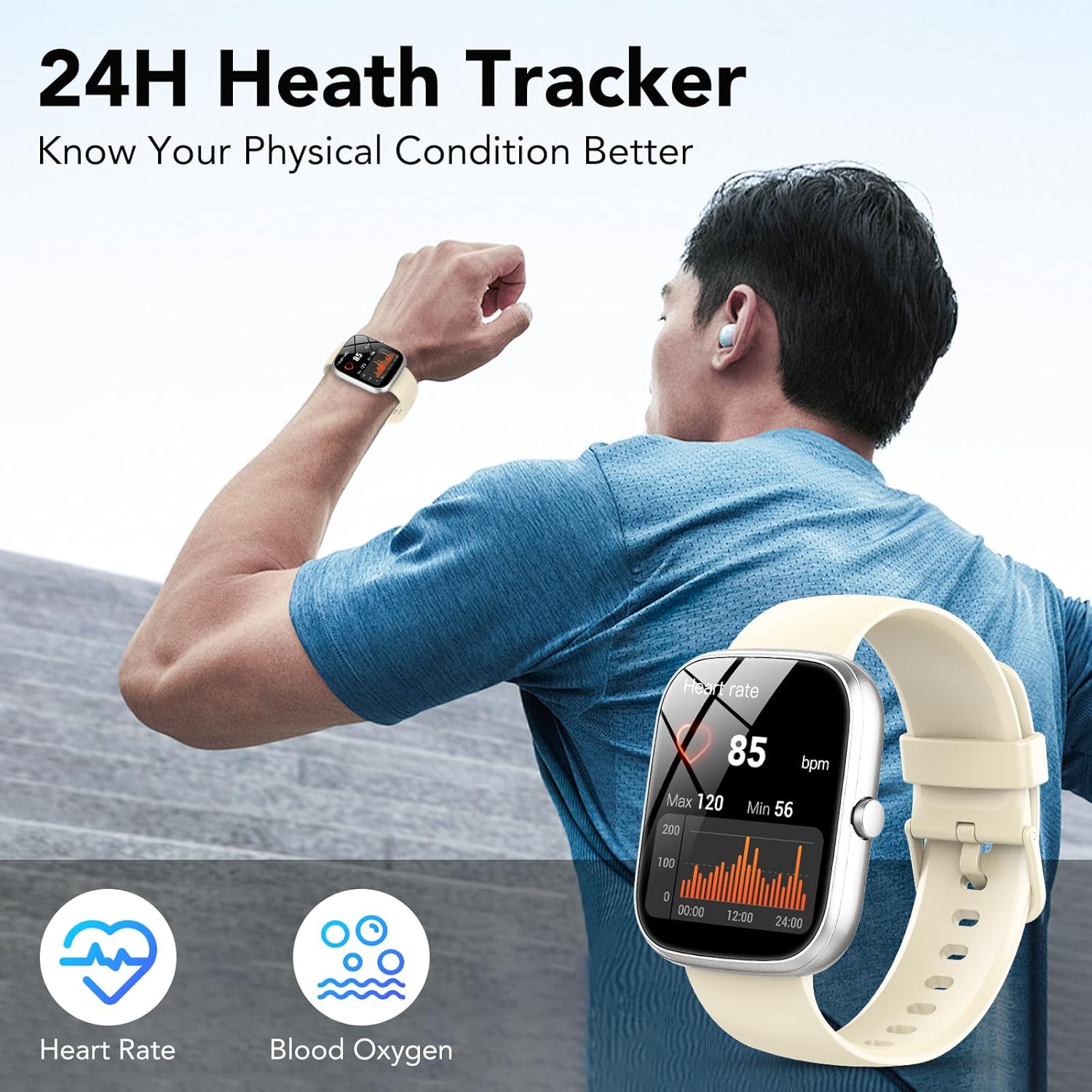 Thumbnail 4 de CASCHO Montre Connectée Homme/Femme 1,91'' – Écran HD, IP68 et 100+ sports