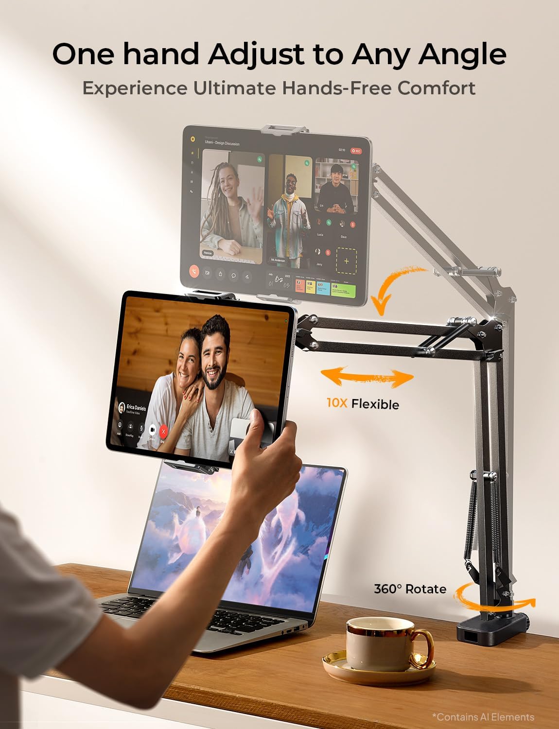Detalle 1 de LISEN Tablet Stand Gooseneck Holder for 4–13" Devices