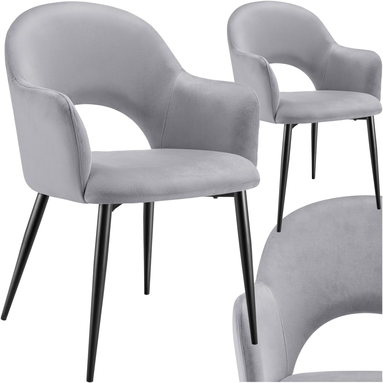 Detalle de tectake sillas comedor elegantes gris claro