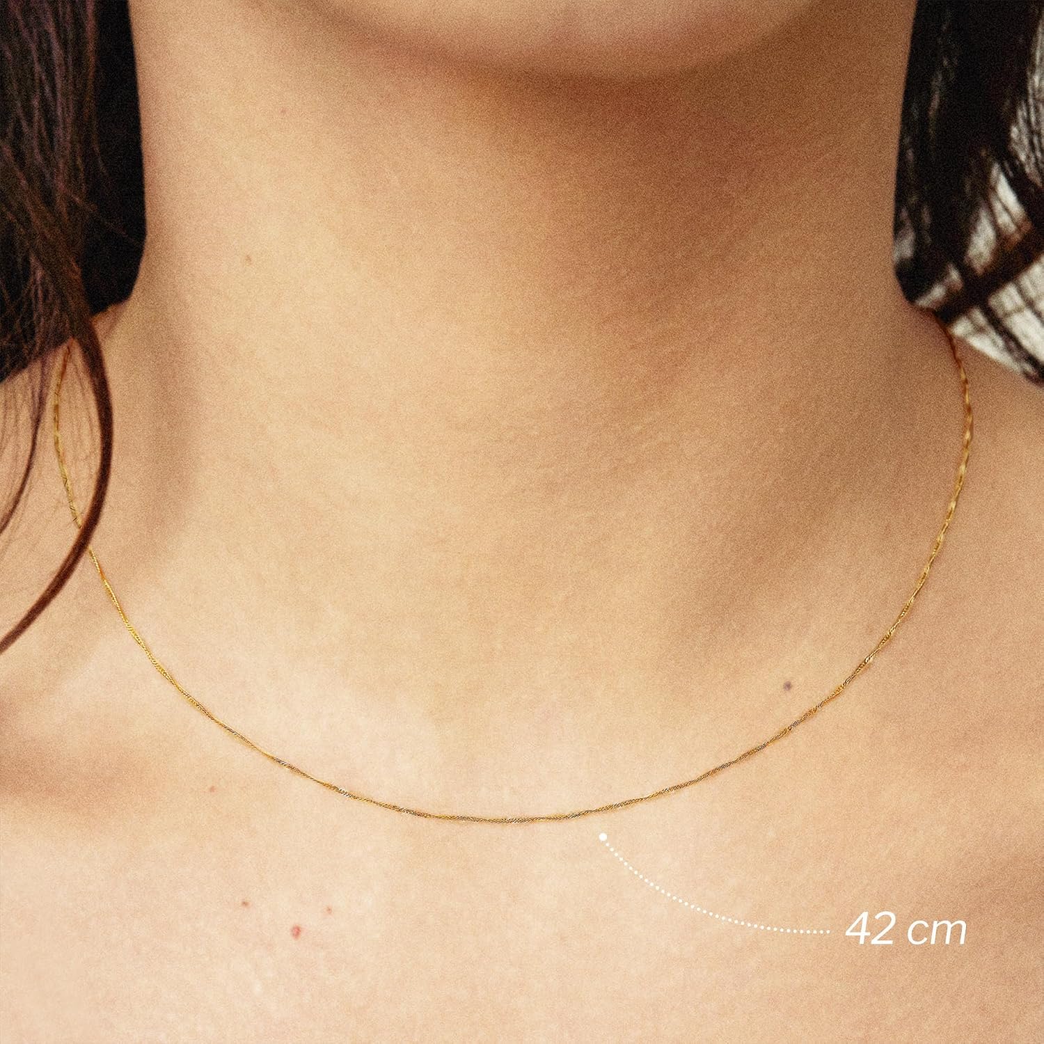 Detalle de Chaîne Singapore en or jaune 18K EDELIND — 60 cm, 1 mm, denomination 585/750/375/333