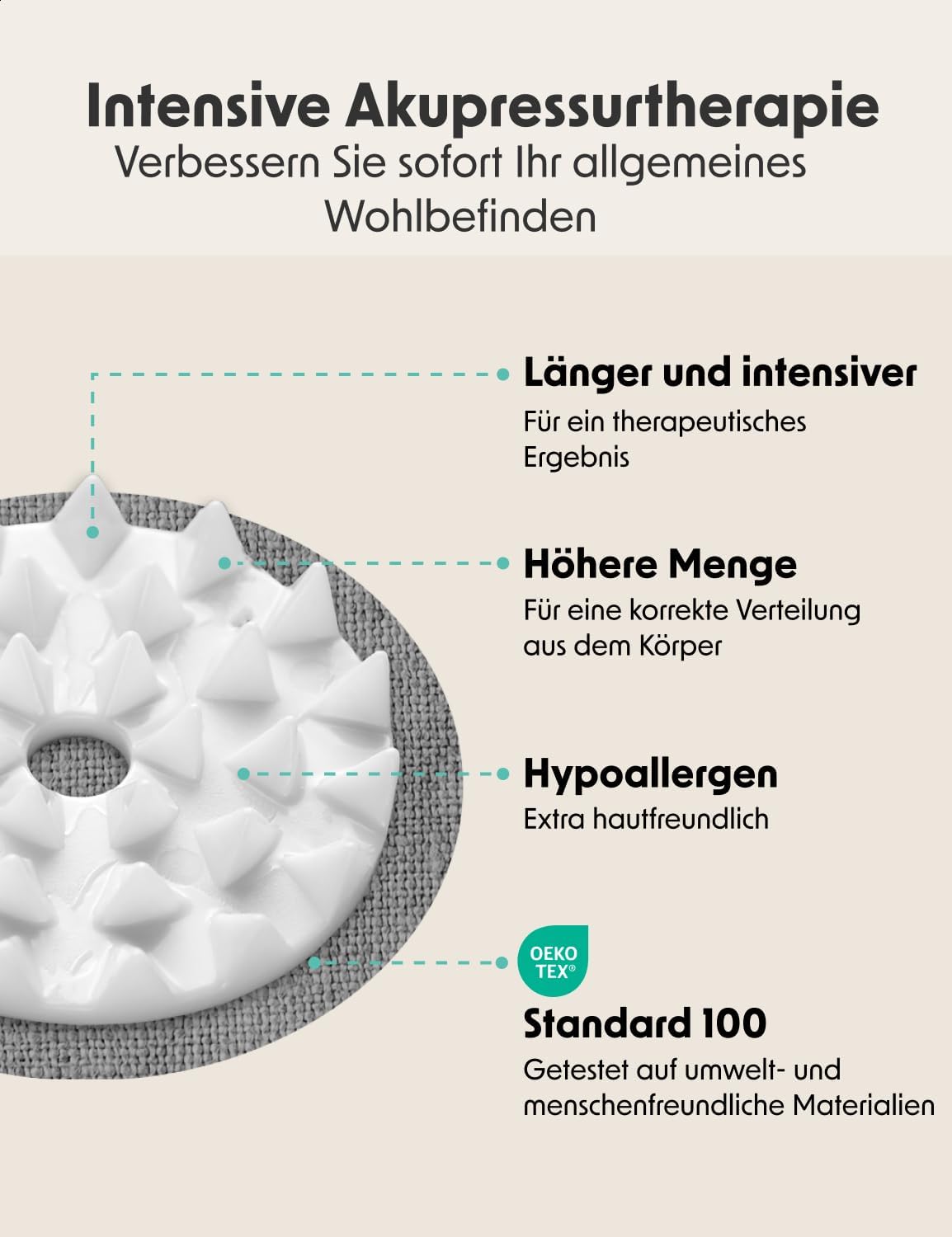 Detalle de LifeGoods ECO Akupressurmatte mit Kissen – Akkupressur-/Akupunktur-Massagematte für Rücken, Nacken & Kopf