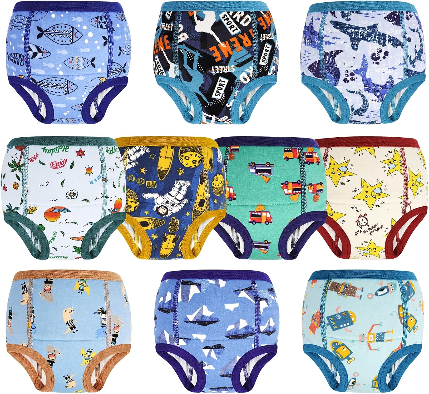 Detalle de MOEMOE BABY Potty Training Pants Boys Training Underwear 100% Cotton Absorbent 10 Pack