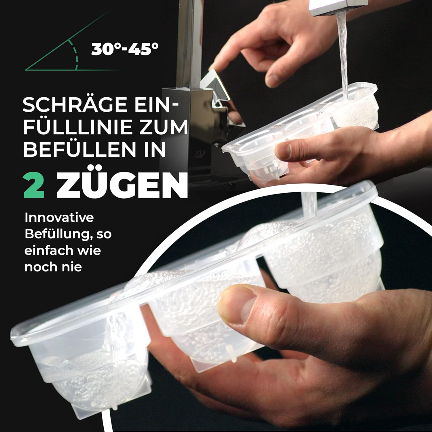 Thumbnail 2 de Neighbour’s Friend patentierte Eiskugelform (2er-Set) aus Platinsilikon für XXL Eiswürfel – rund, spülmaschinengeeignet