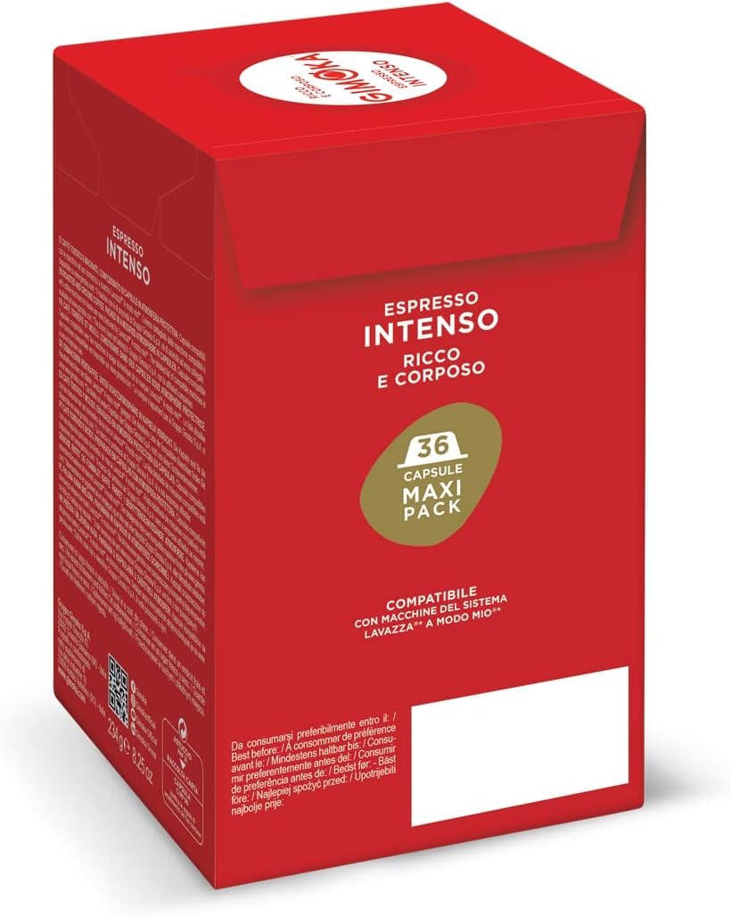 Detalle de Gimoka Espresso Intenso Kaffeekapseln – kompatibel mit Lavazza A Modo Mio, 144 Stück (4 × 36)