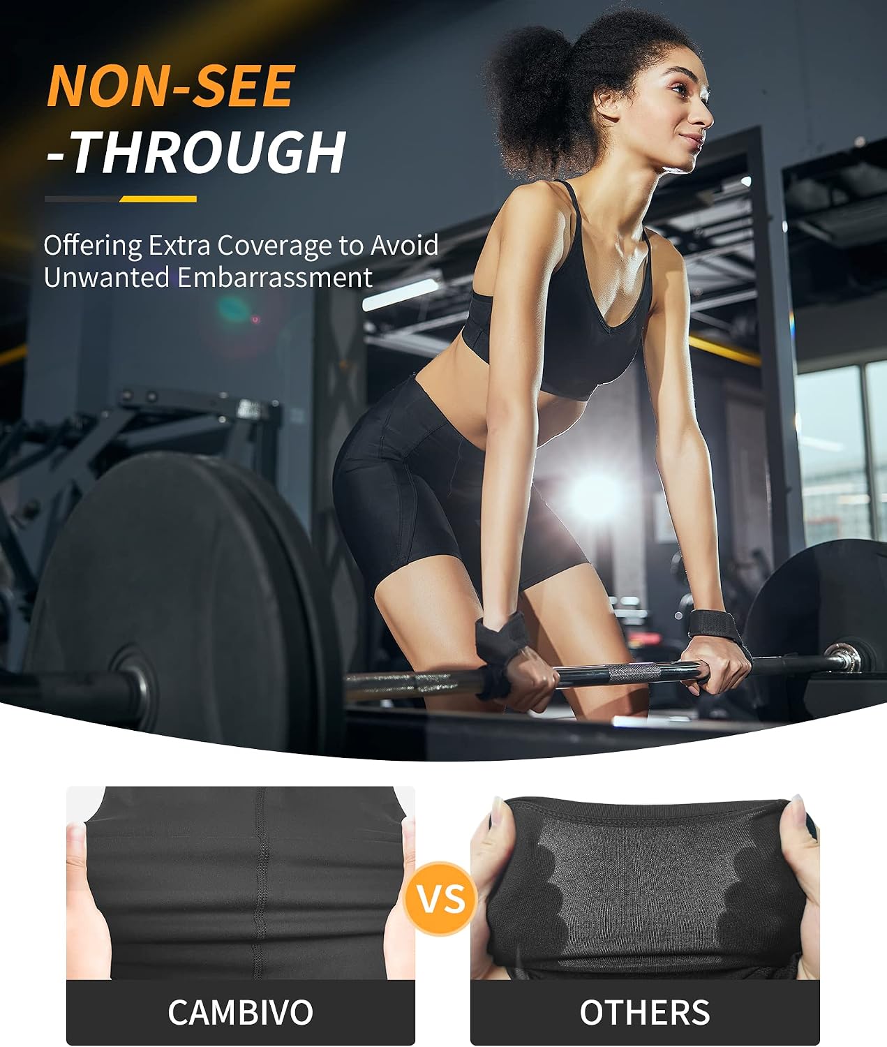 Detalle de CAMBIVO Women's Cycling Shorts with Pockets and High Waist