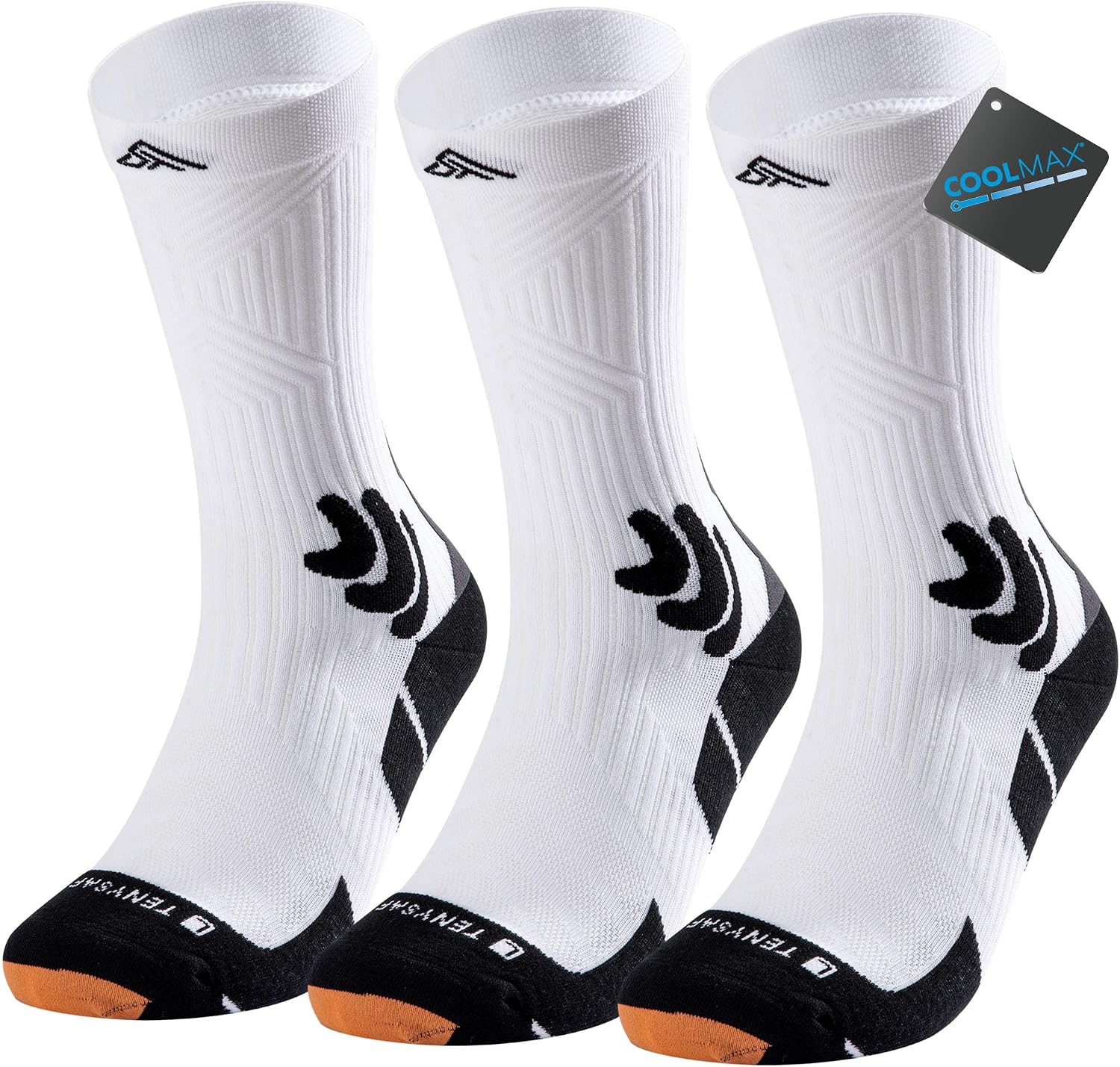 Detalle de Lounwee Compression Running Socks for Men (Coolmax crew, anti-blister cushion)