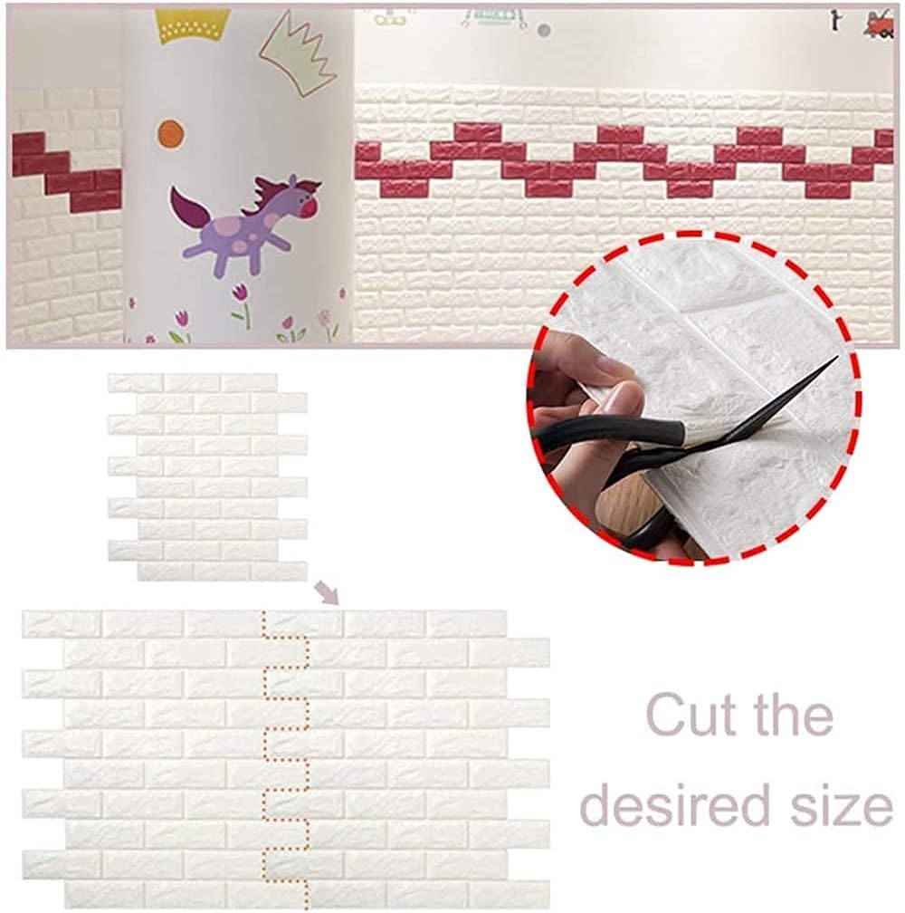 Thumbnail 4 de 10 PCS 3D Brick Wallpaper 13×15’’ DIY Self-Adhesive Wall Tiles