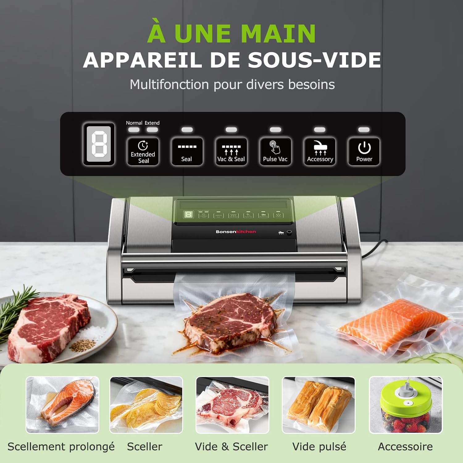 Detalle de Bonsenkitchen VS5100 sous vide, 15 L/min