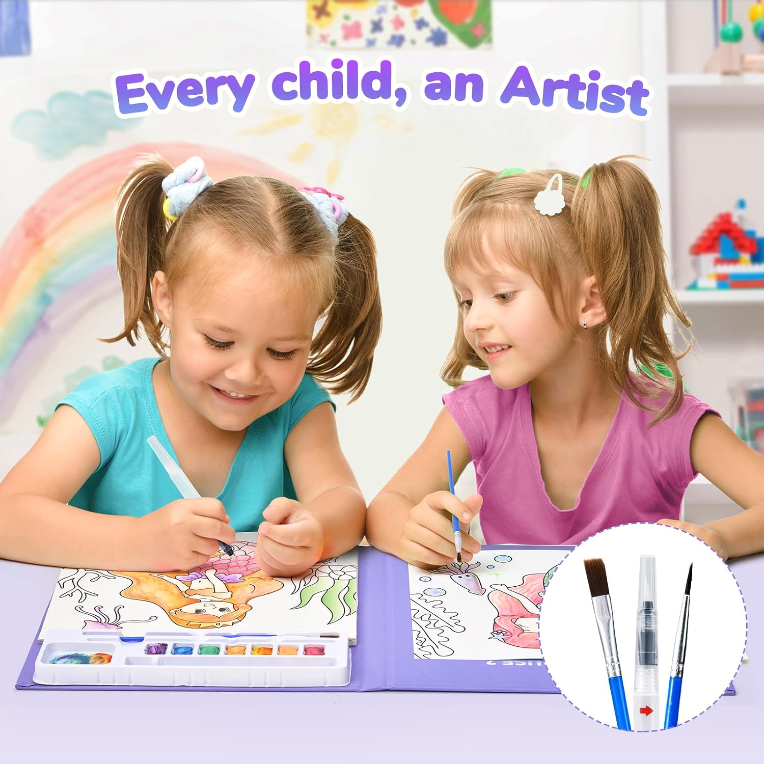 Thumbnail 4 de JoyCat Paint with Water Coloring Books for Toddlers (Purple) – 3-in-1 Watercolour Set for Kids Aged 3–5
