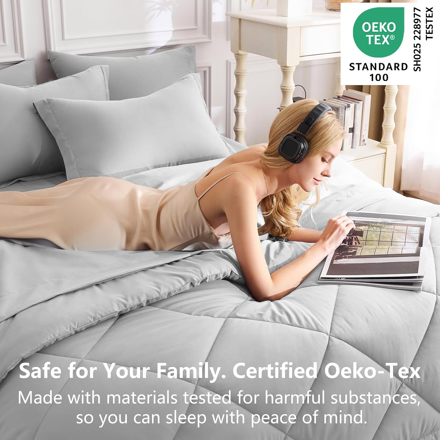 Detalle de CozyLux Queen Comforter Set 88x88