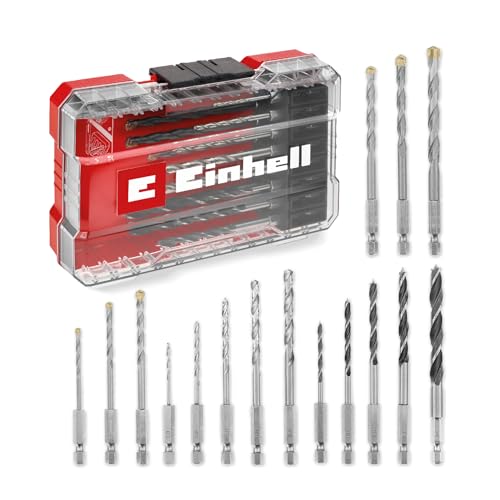 Einhell M-CASE 16-tlg. Bohrer-Set – Vielseitige Bohrer für Metall, Holz, Stein