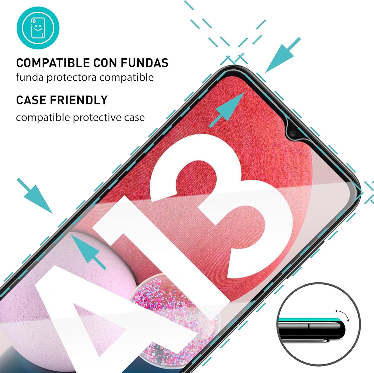 Detalle 2 de smartect Cristal templado 3P para Galaxy A13