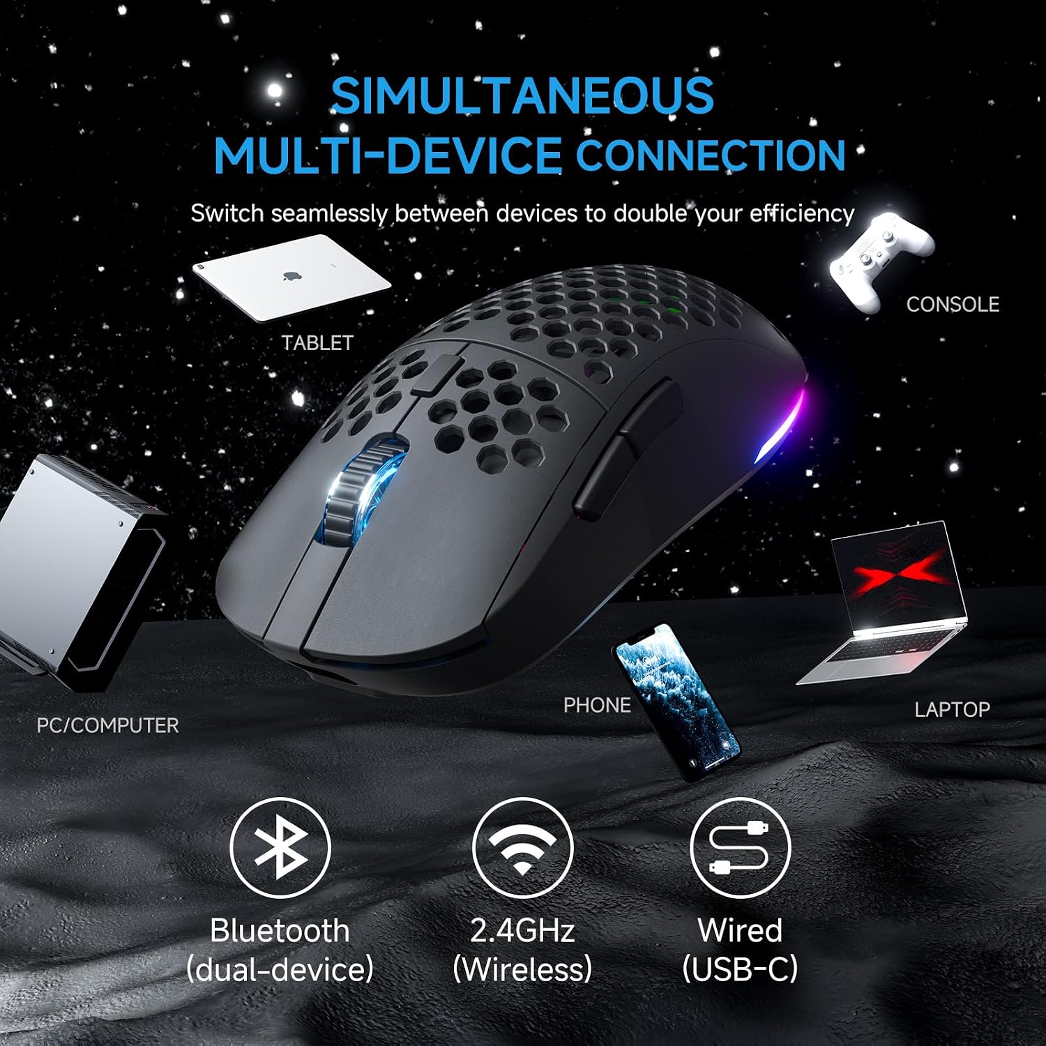 Thumbnail 2 de TMKB Falcon M1 Wireless Gaming Mouse: 24000 DPI, 180-Hour Battery, Tri-Mode Connectivity