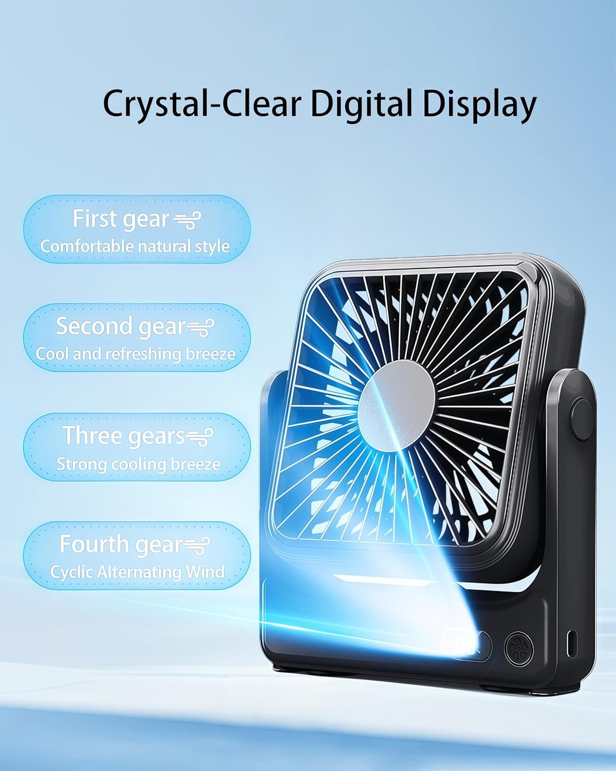Detalle de Magnetic Travel Fan, 5000mAh Ultra-Slim — Cruise‑Certified Portable Fan for Sleep, Travel & Camping