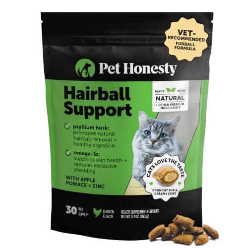 Pet Honesty Cat Hairball Remedy Treats: Dual Texture Crunchy Creamy Hairball Relief for Indoor Cats
