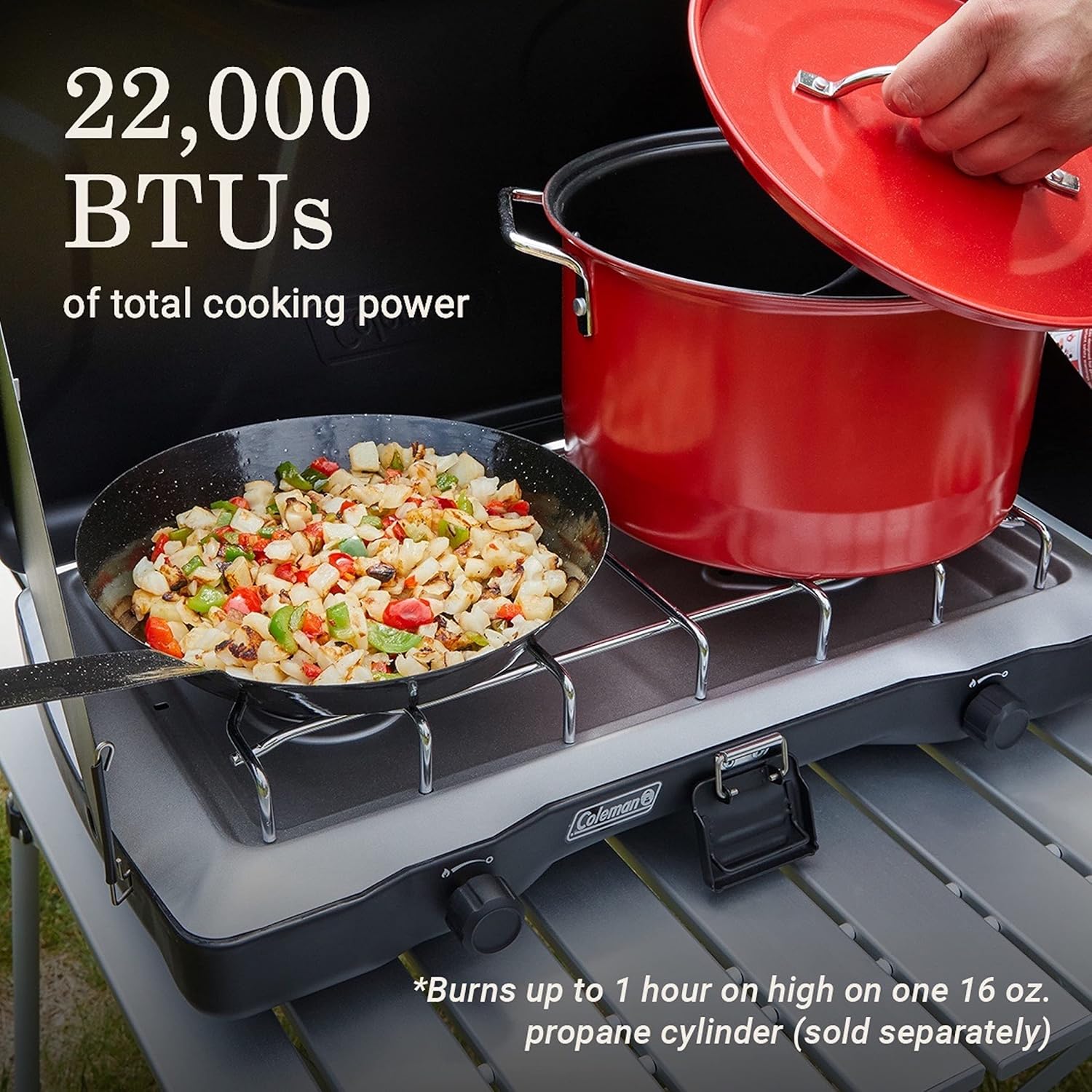 Detalle 2 de Coleman Triton 2-Burner Propane Stove (Portable Camping Cooktop) with Wind Guards