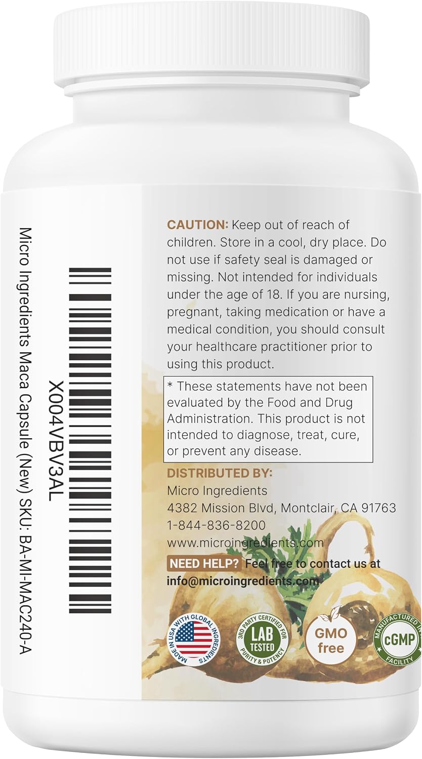 Thumbnail 6 de Micro Ingredients Maca Root Capsules, 240 Veggie Capsules