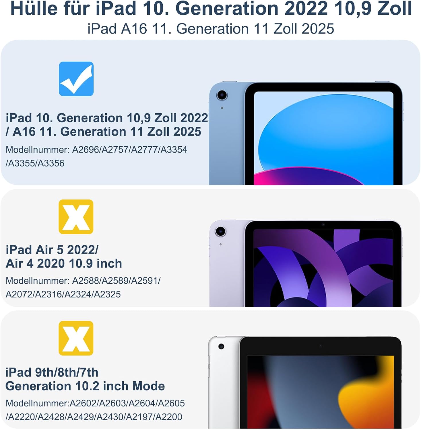 Detalle 2 de drivego Hülle für iPad 11. Generation (A16 2025) & iPad 10.9 (2022) mit Stifthalter, Trifold-Ständer und Auto-Sleep/Wake – Lila