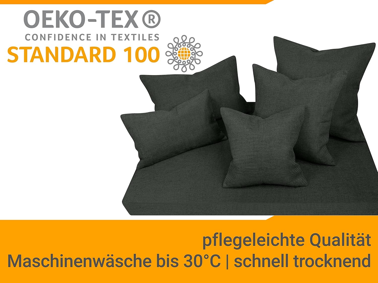 Thumbnail 5 de npluseins Lot de 2 Housse Coussin 40x40 Anthracite – Texture Tapisserie et Finition Raffinée