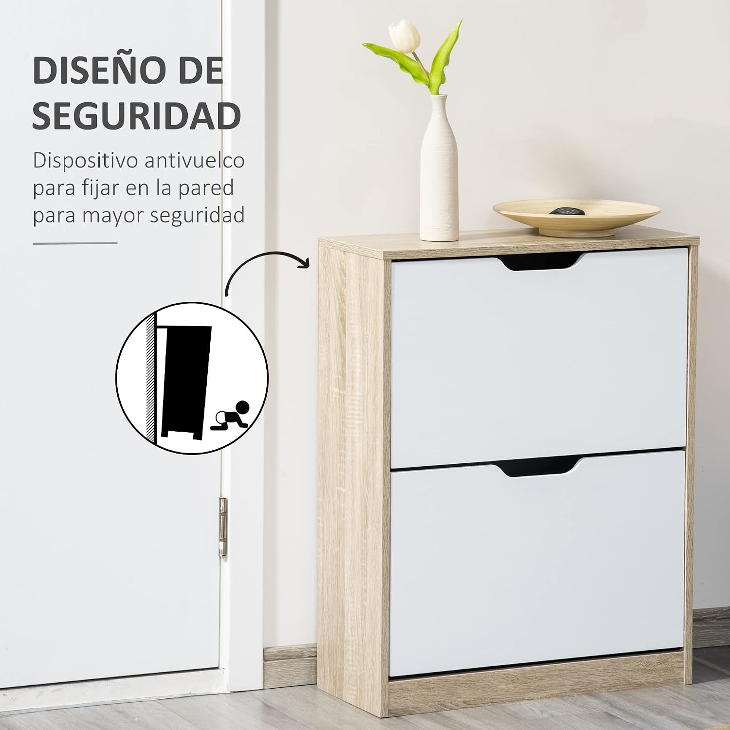 Thumbnail 5 de HOMCOM Zapatero Estrecho 8 pares Roble