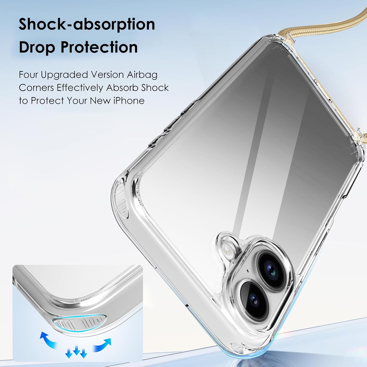 Thumbnail 2 de Vaykwo Handykette mit Band für iPhone 16 – Transparente Hülle mit Umhängeband, Kameraschutz und Bildschirmschutz