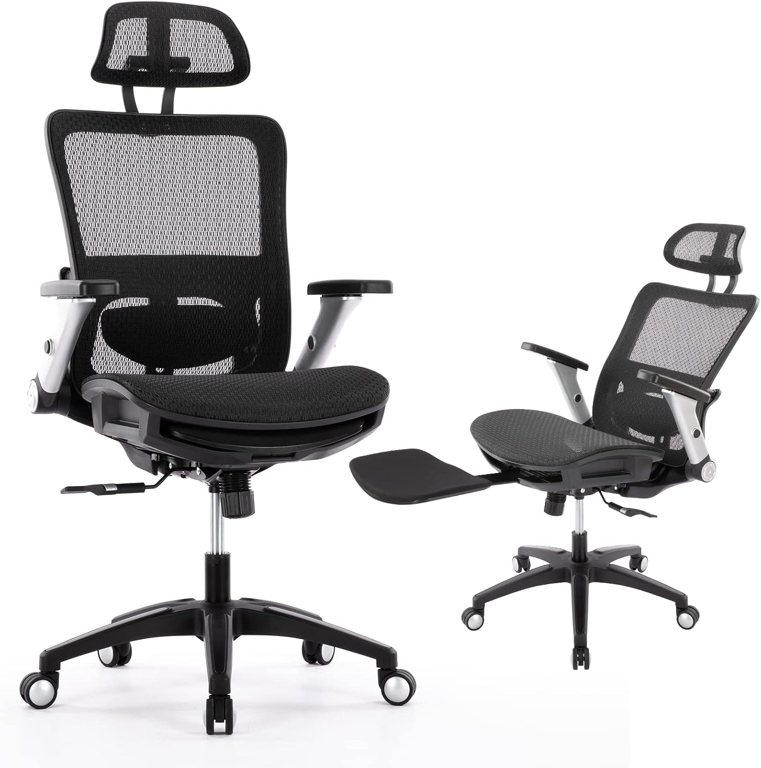 Detalle de COLAMY 2577F Ergonomic Mesh Office Chair with Footrest and 4D Arms, Black