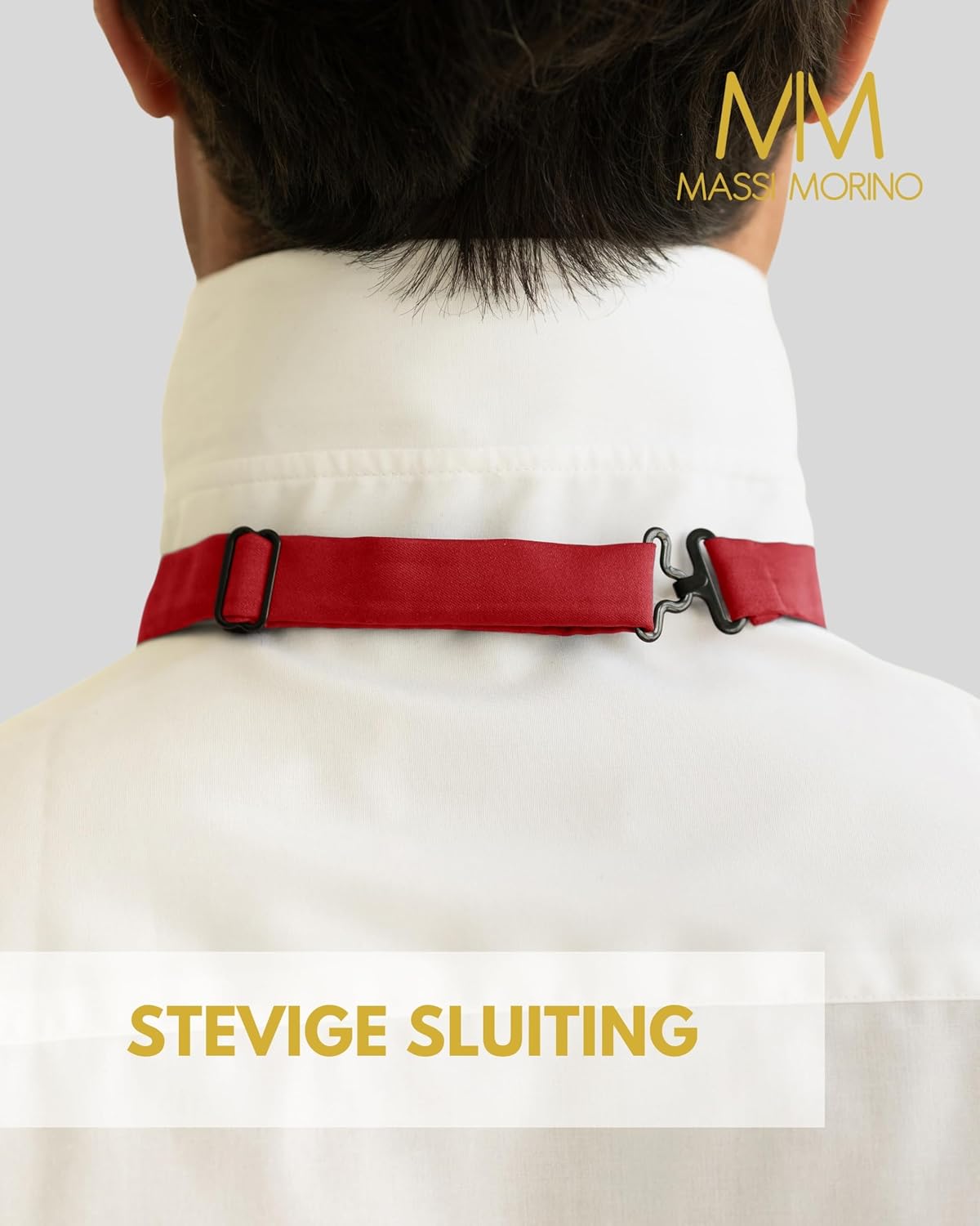 Detalle de MASSI MORINO Fliege-Single voorgestrikte vlinderdas, verstelbaar, 12 kleuren