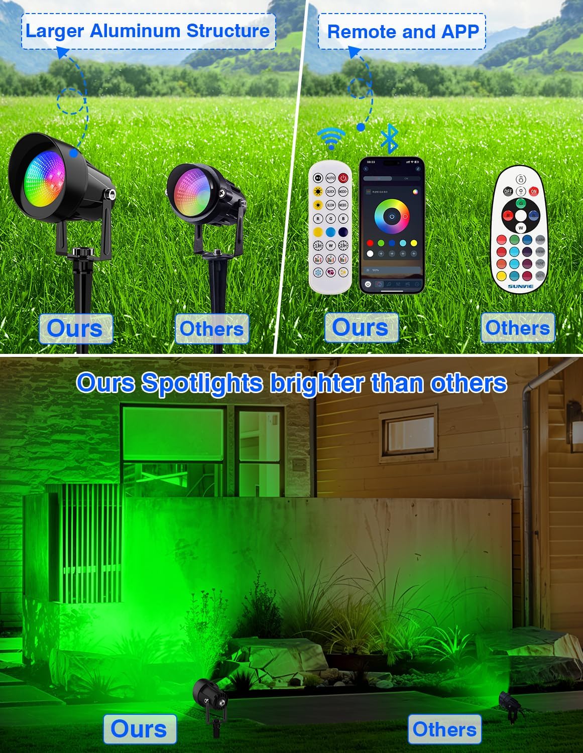 Thumbnail 6 de NATPOW Garden Lights Mains Powered Outdoor RGB Spot Lights (2 Pack) with Remote and 1.5m Cable