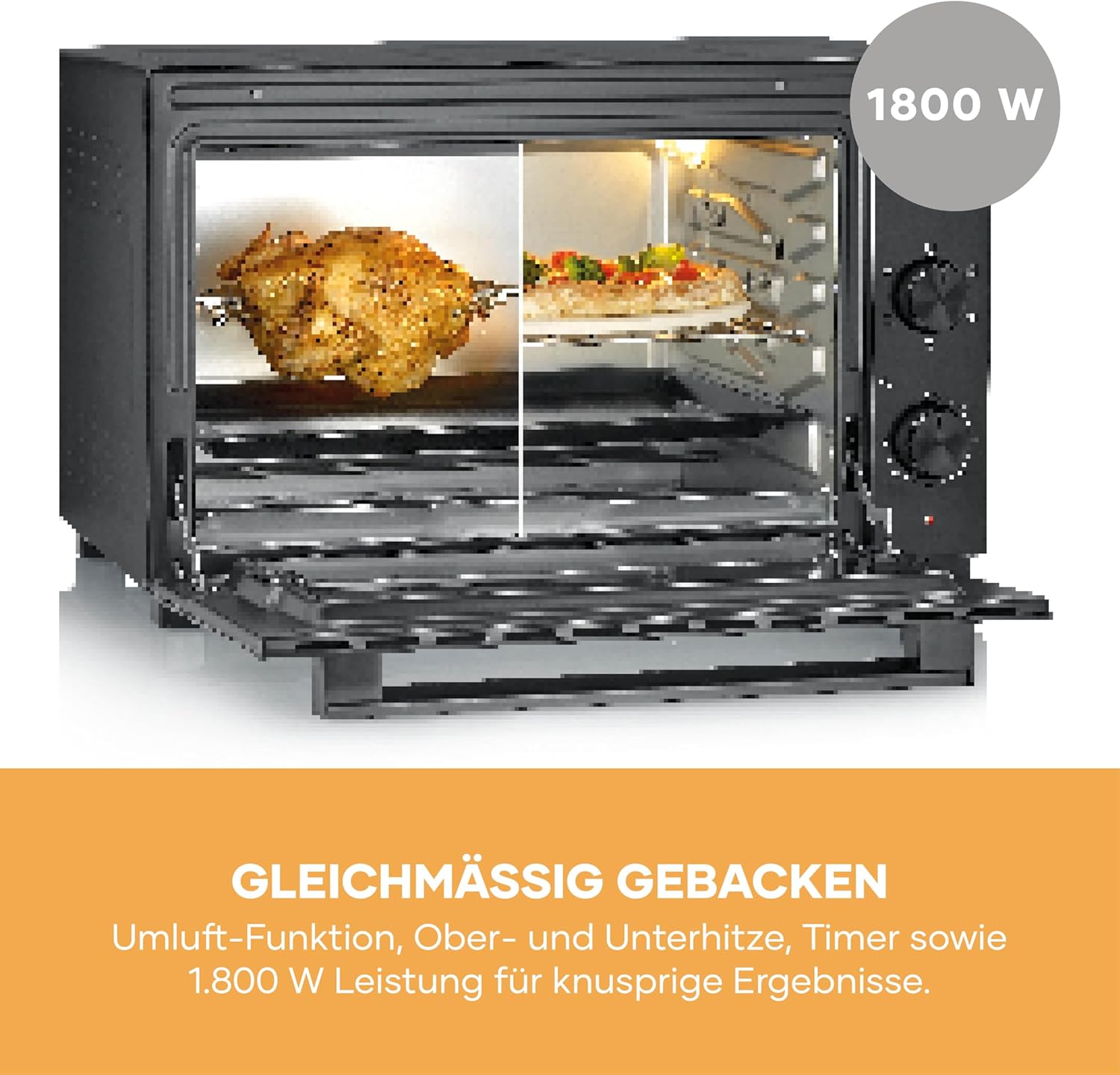 Thumbnail 6 de Severin TO 9025 Back- und Toastofen mit Umluftfunktion, 46 L Innenraum, Drehspieß & 1800 W