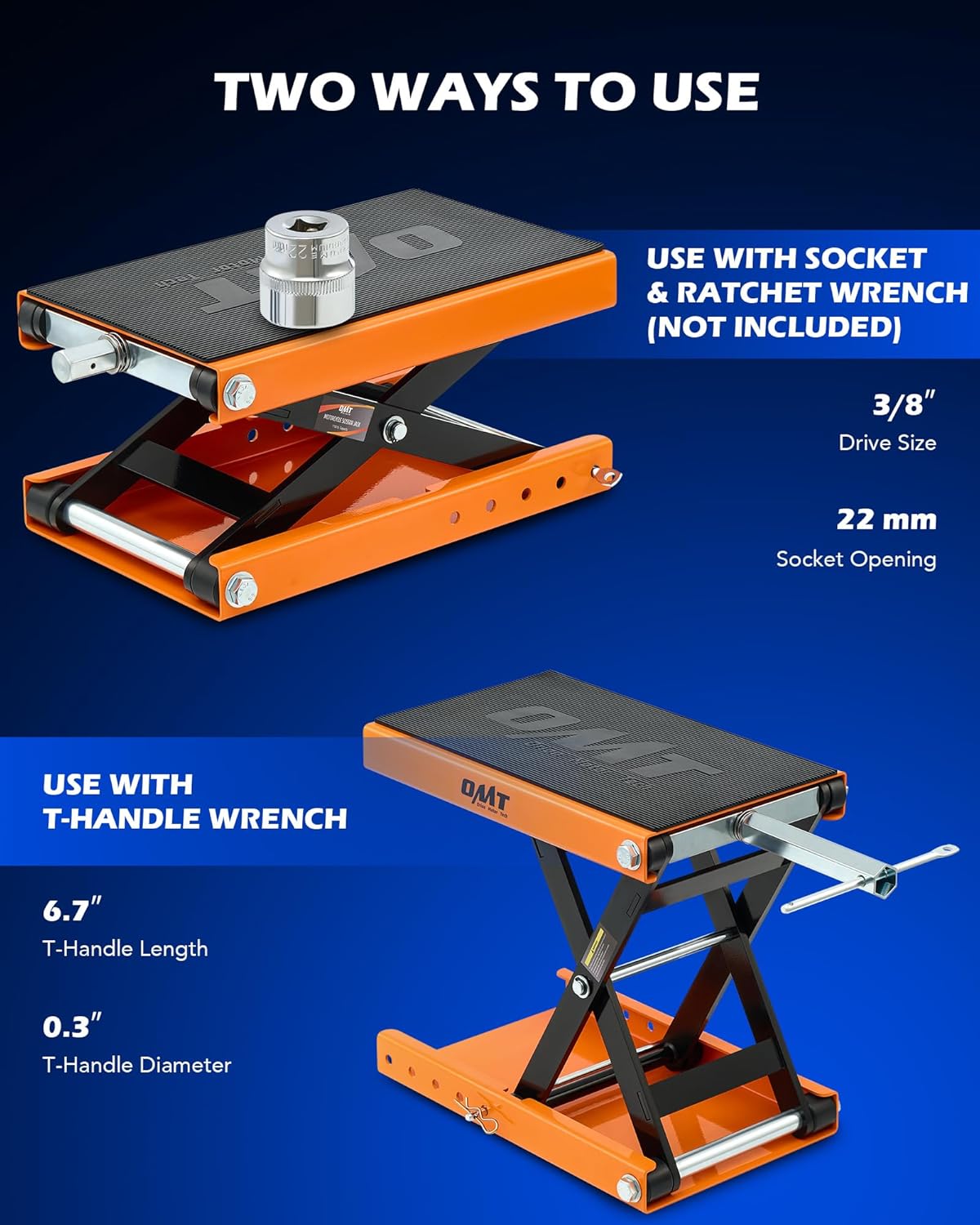 Thumbnail 6 de Orion Motor Tech Motorcycle Lift (1100lb) Scissor Jack with Wide Deck