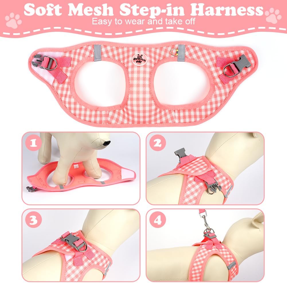 Detalle de OFFCUP Ensemble Harnais pour Chiens – Harnais anti-traction et laisse assortie, Rose, XS