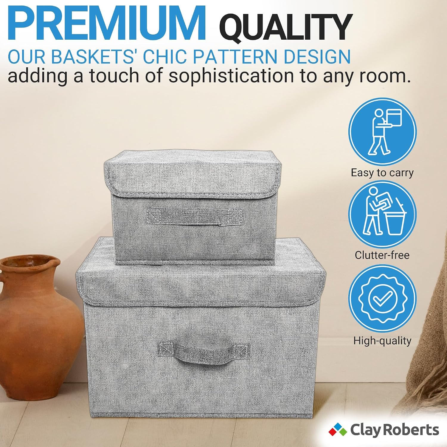 Detalle 2 de Clay Roberts Storage Baskets Pack of 2, Grey