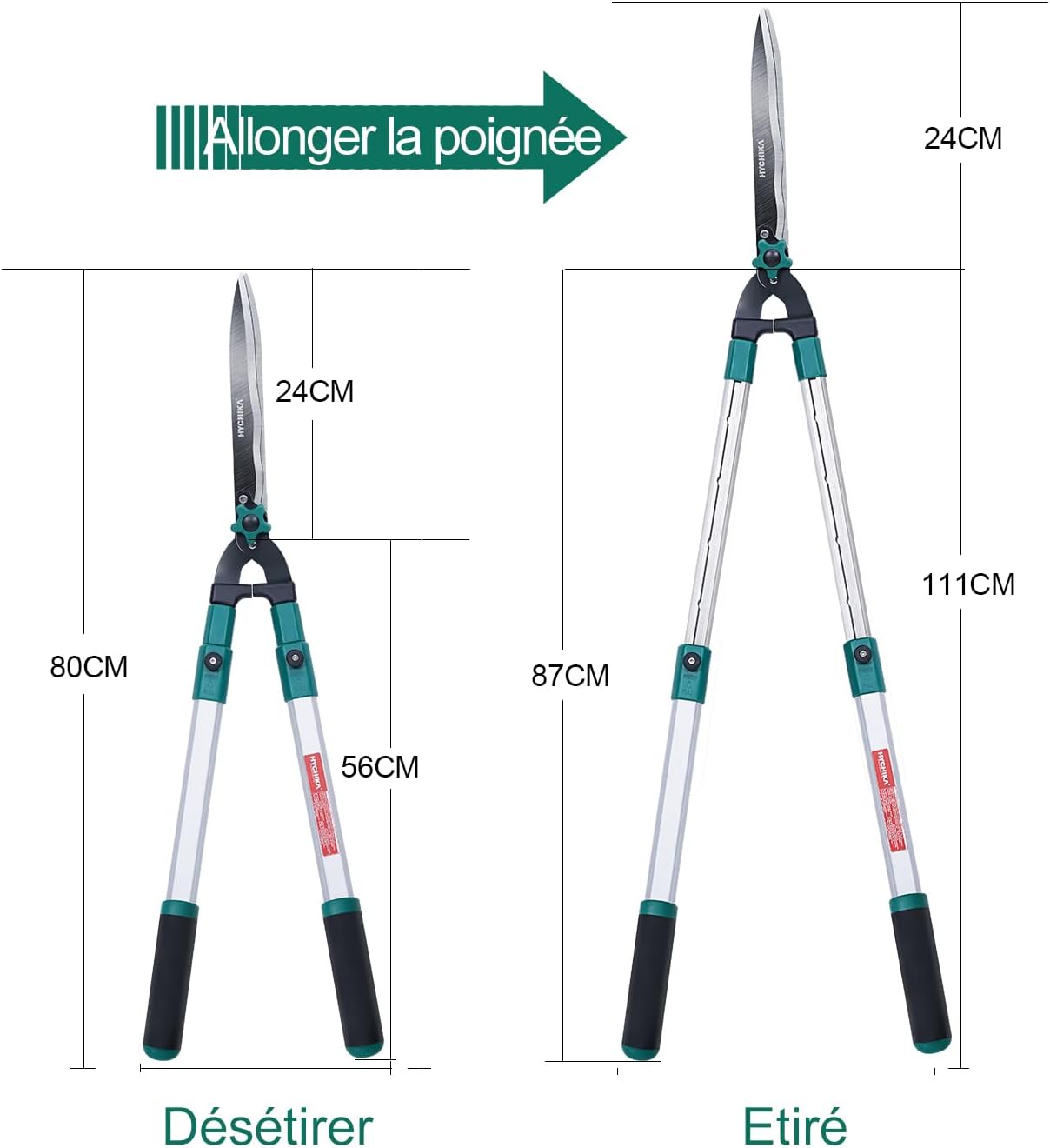 Thumbnail 4 de HYCHIKA Cisaille Haie Télescopique 111 cm ✂