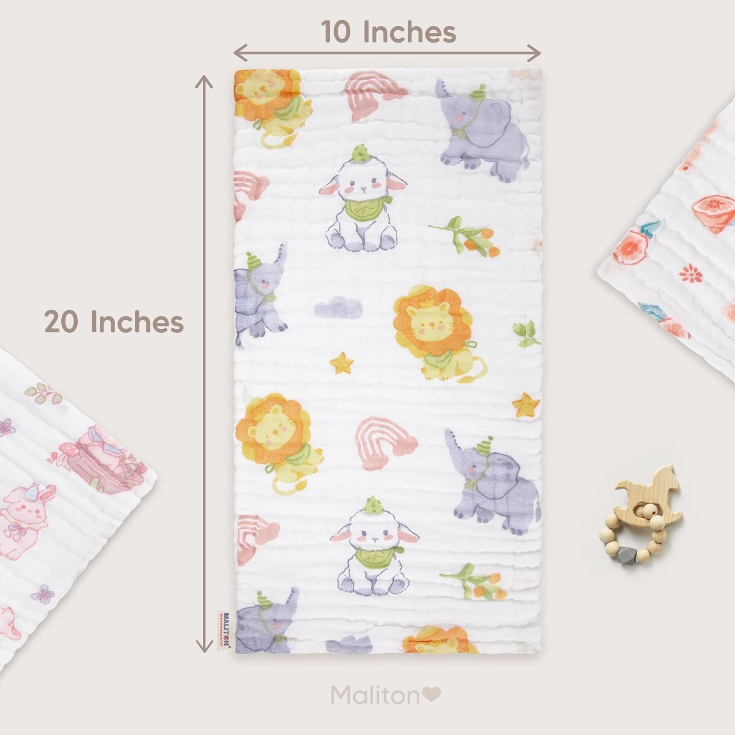Thumbnail 5 de Maliton Muslin Cloths for Baby: 6 Pack Burp Cloths in 50x25cm Pure Cotton, 6-Layer Absorbent Muslins