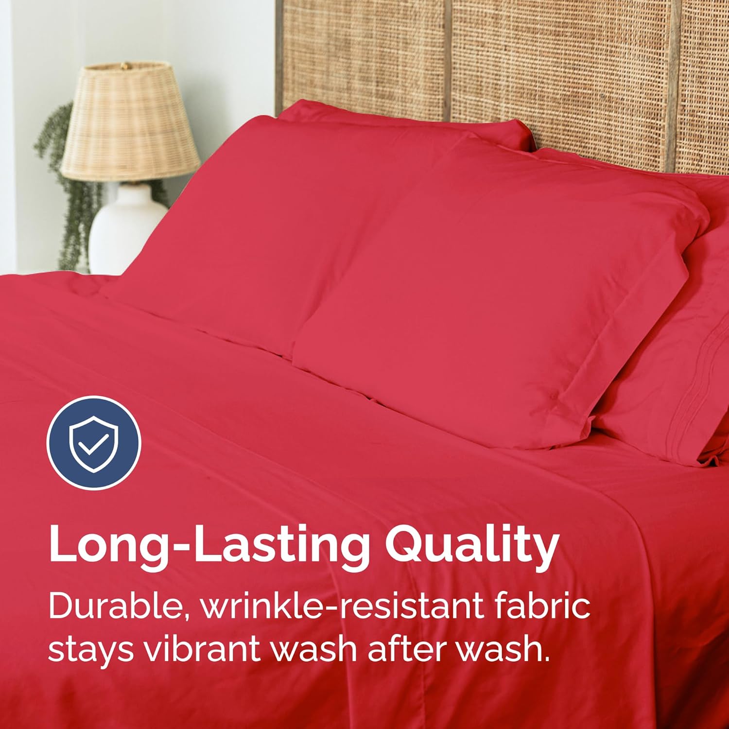Thumbnail 3 de CGK Unlimited King Size Flat Sheet (Hotel Quality, Red) — Ultra-Soft, Breathable, Cooling & Easy-Care